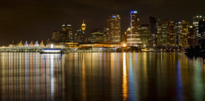 Vancouver BC Skyline from Stanley Park at Night